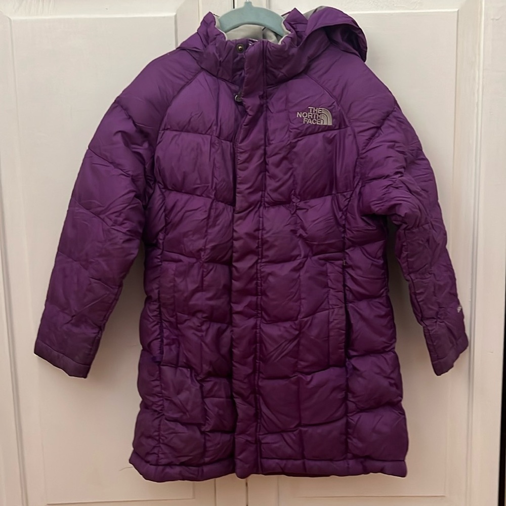 The North Face puffer long coat (up to the knee) size 5 girls
